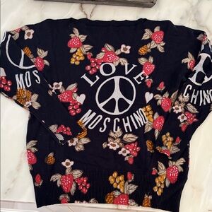 Love Moschino Navy Sweater with Colorful Fruit Design